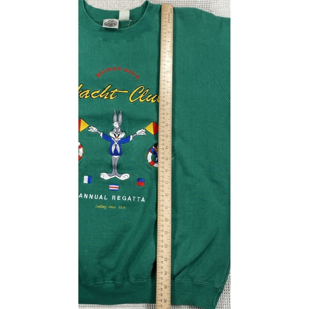 Vintage Warner Bros Yacht Club Bugs Bunny Sweatshirt Green - Picture 4 of 8